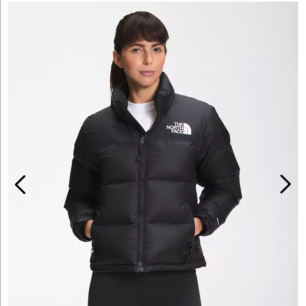 Women’s XS North Face Nuptse Retro Black Down Puffer Jacket Winter Coat Crop